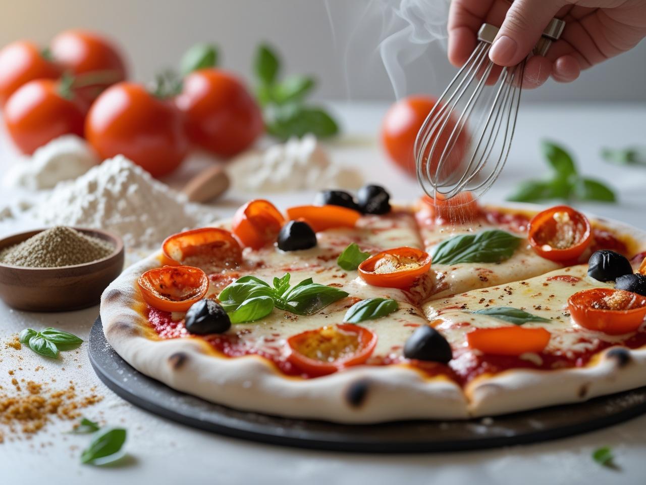 Close-up of a perfectly charred Neapolitan pizza crust (cornicione) with a bubbly, chewy interior and a simple topping of melted cheese and basil.